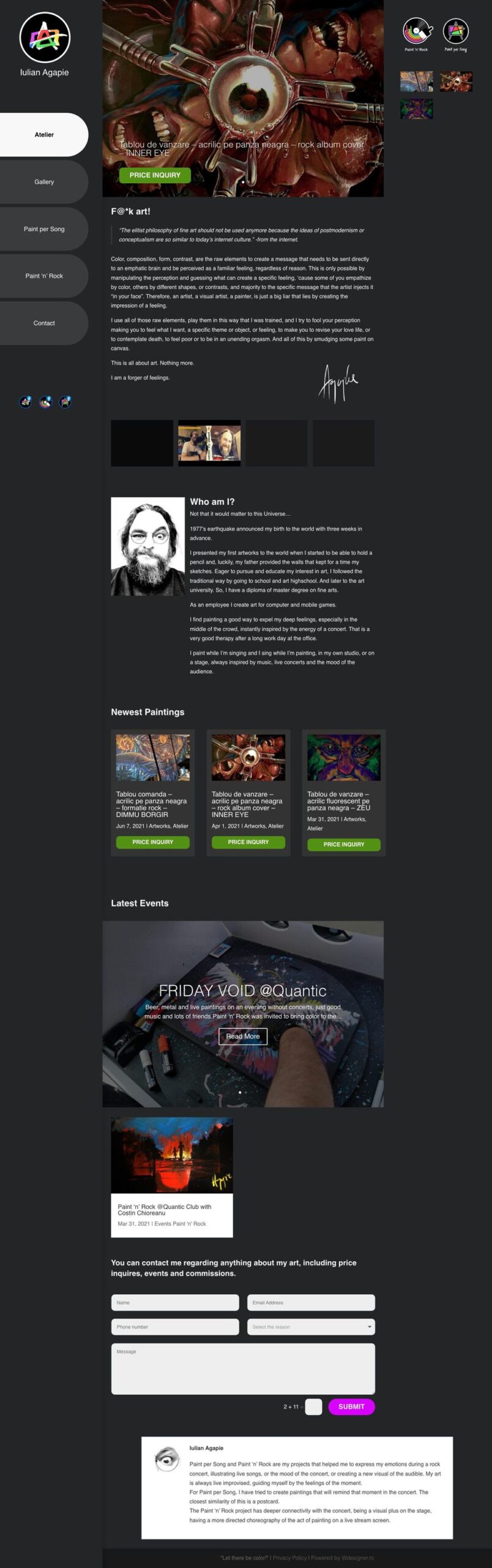Iulian Agapie homepage on a laptop