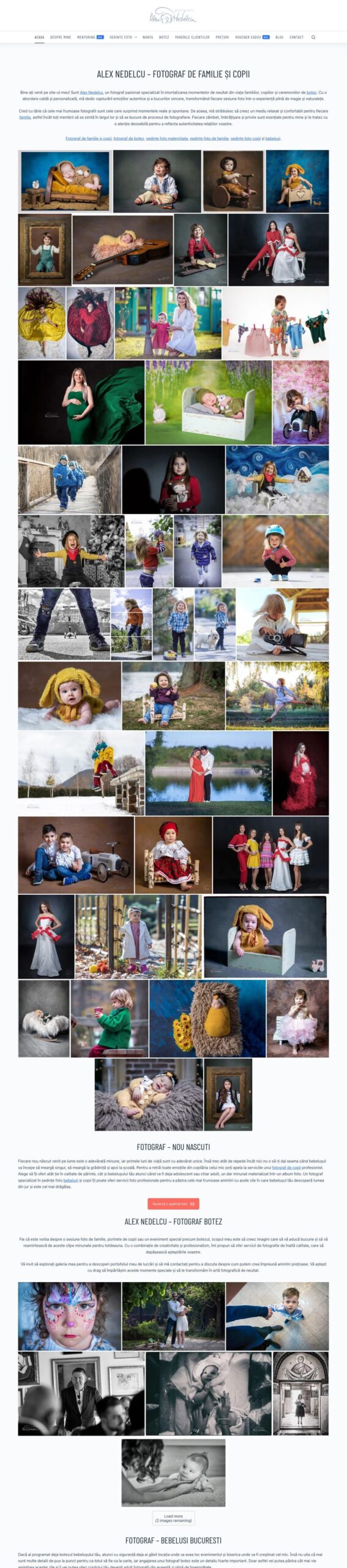 Alex Nedelcu Photography homepage on a laptop