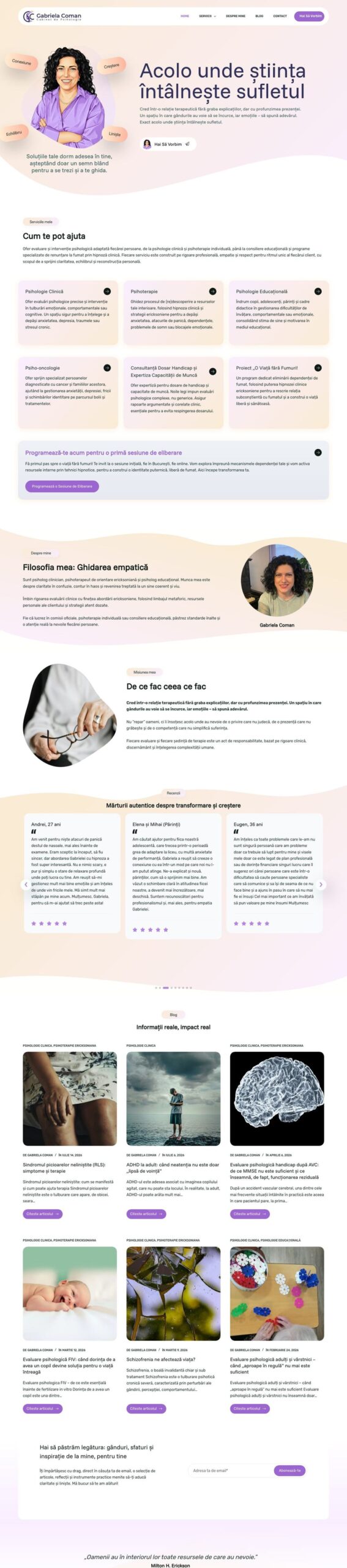 Gabriela Coman homepage on a laptop